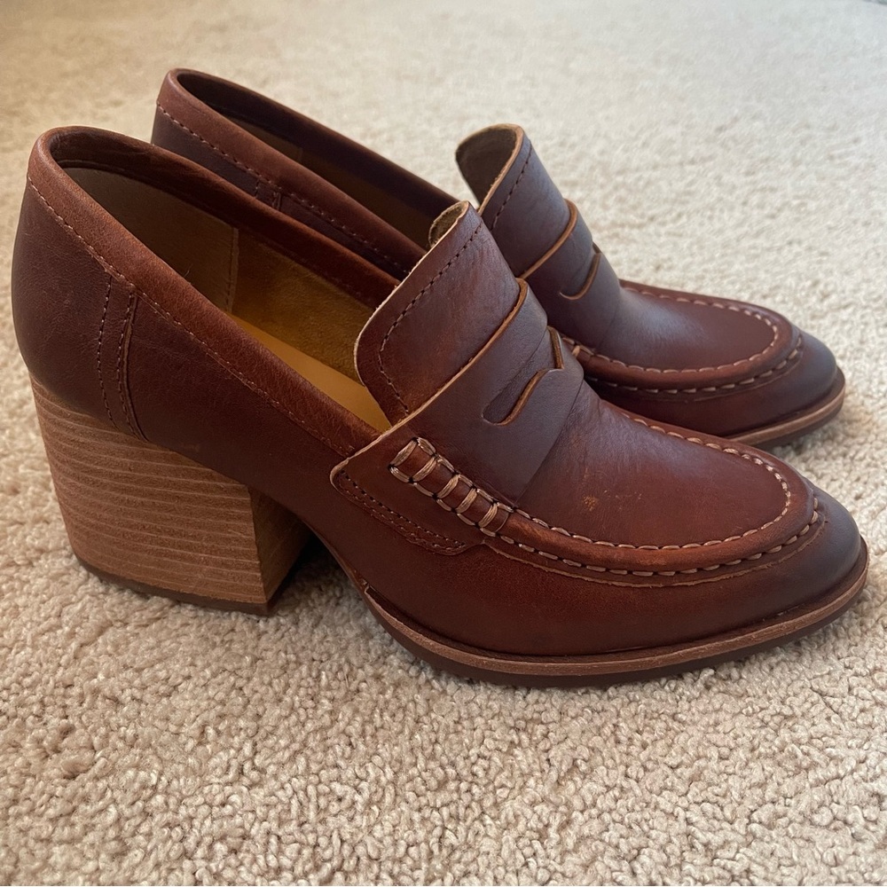 Kork-Ease Modeste Tan Leather Heeled Loafers-Size 7